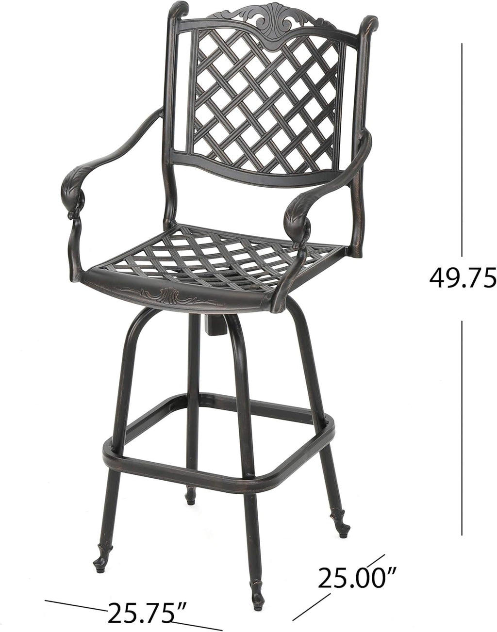 Cast Aluminum Bar Stools, 2-Pcs Set, Shiny Copper R8922