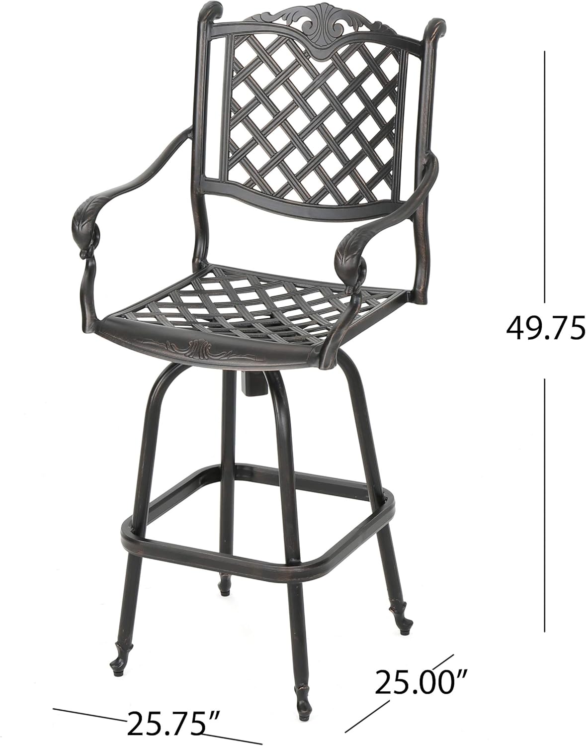 Cast Aluminum Bar Stools, 2-Pcs Set, Shiny Copper R8922