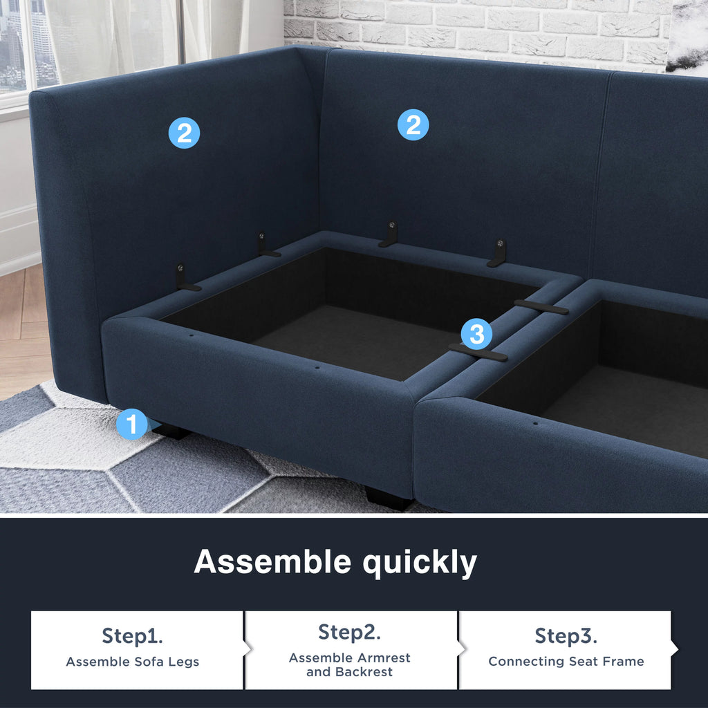 Navy Blue Velvet Modular Sleeper Sofa Y875777
