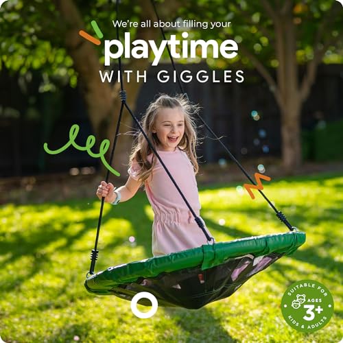 6.7’ x 8.4’ Single Swing Set Frame with 39” Round Platform Tree Swing D329756