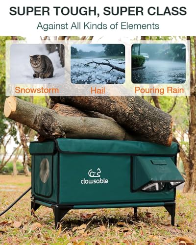 Forest Green 26"x16"x18" Insulated Outdoor Cat Shelter with Heater O59845