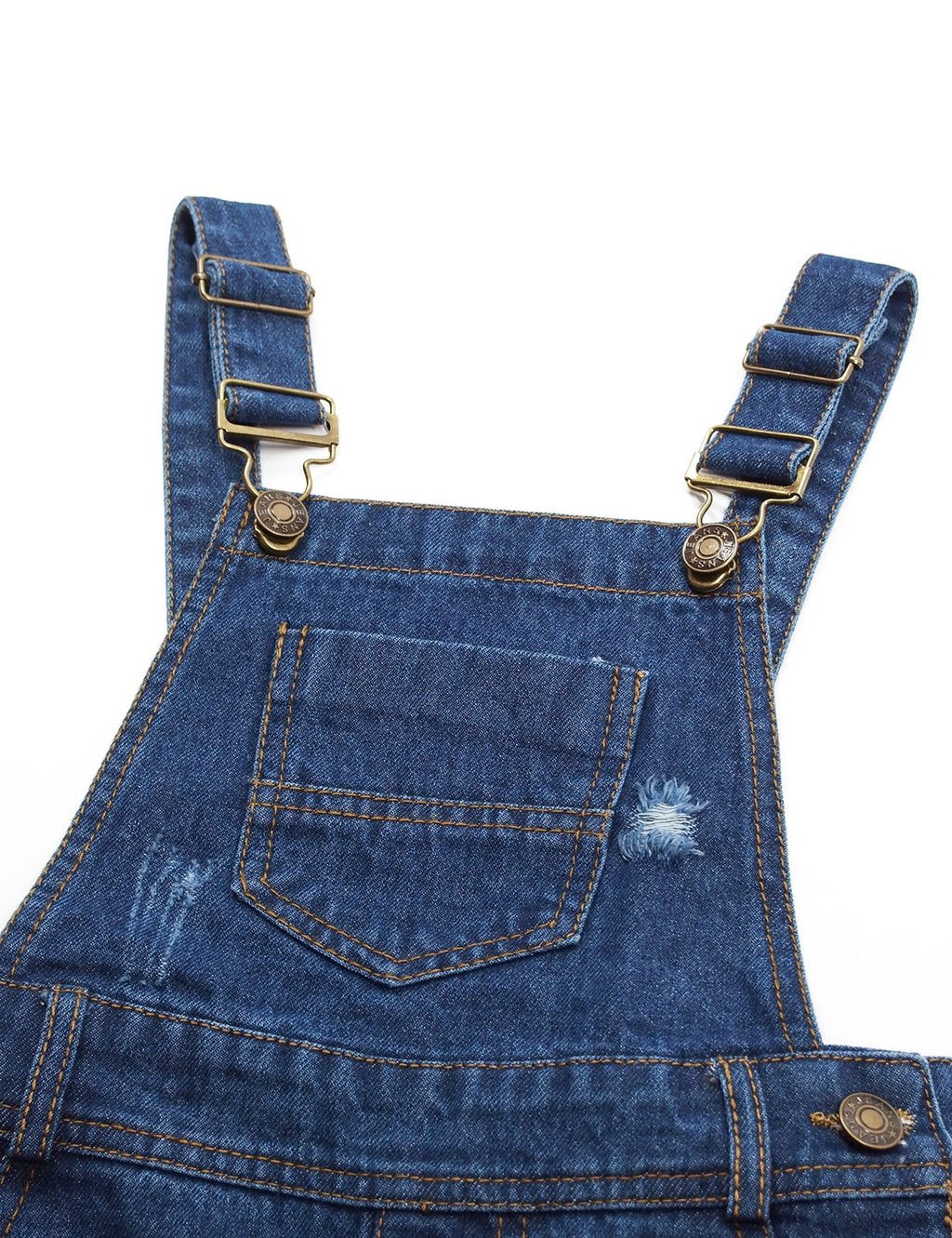 Blue 12T Girls Ripped Jeans Overalls V671617