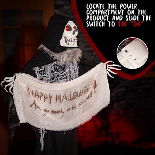 Hanging Animated Witch Decoration with Banner T7620