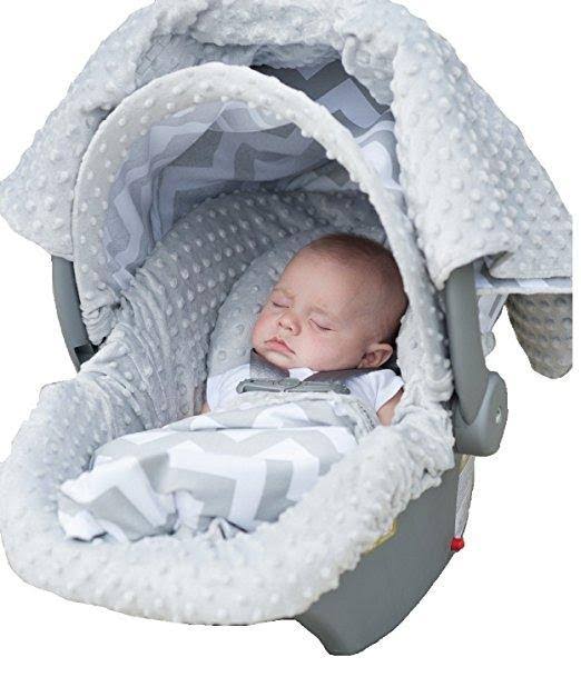5 PC Carseat Canopy Baby Infant Car Seat Cover Kit with Minky Fabric J8246