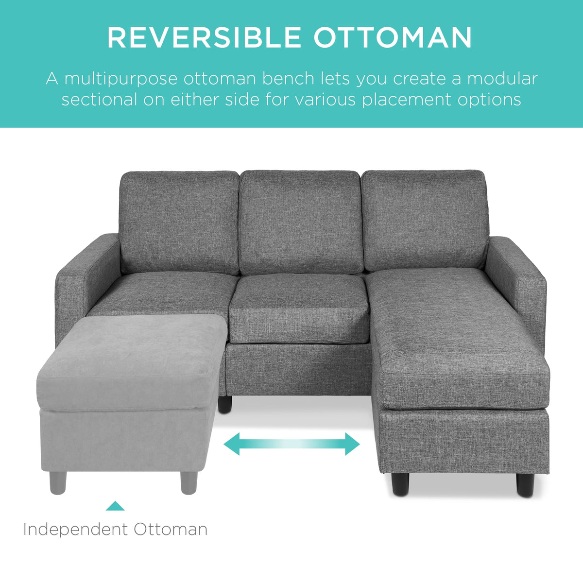 Linen Sectional Sofa Couch with Chaise Lounge R50450