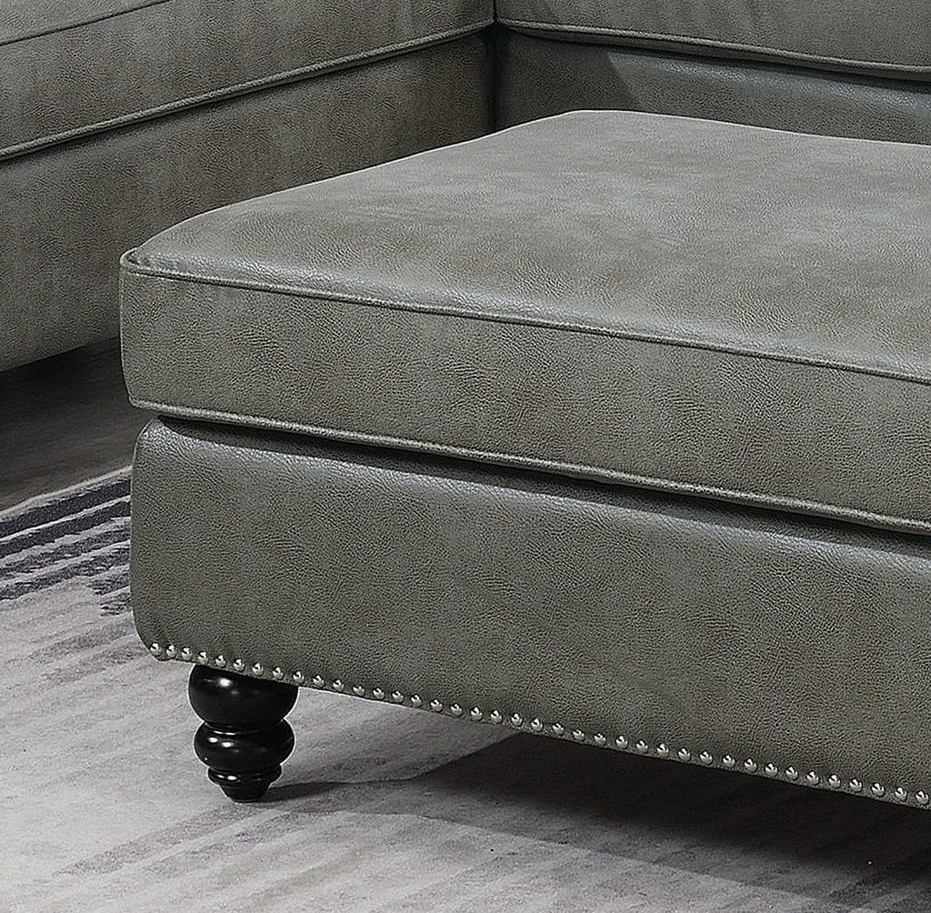 Grey Cocktail Ottoman with Wooden Legs F822847