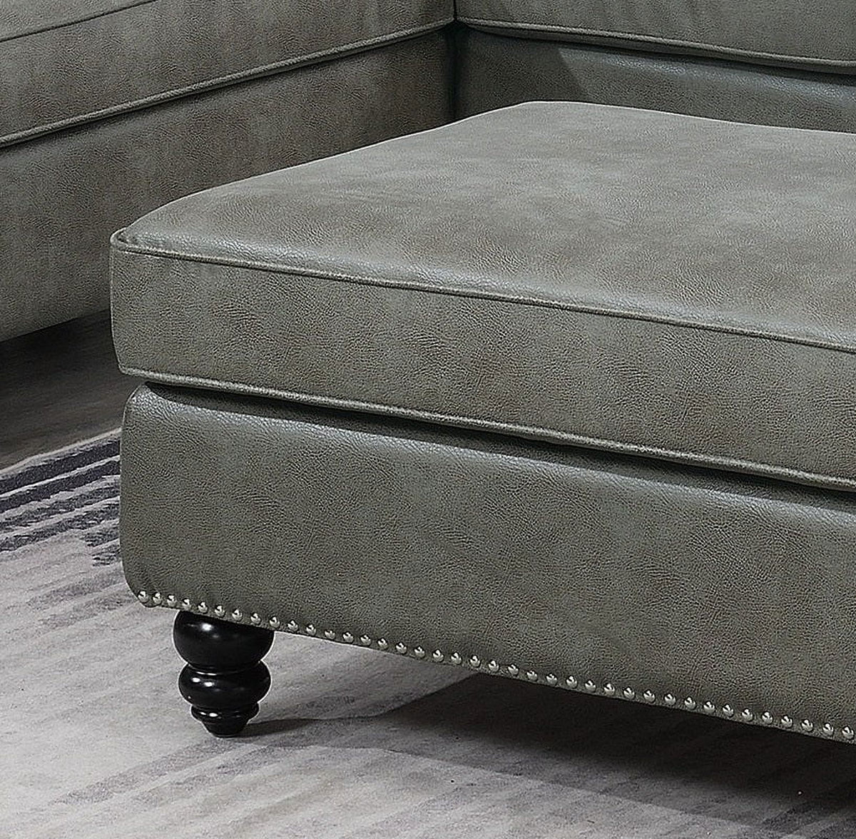 Grey Cocktail Ottoman with Wooden Legs F822847