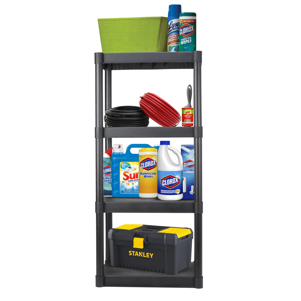 Plastic 4-Tier Storage Shelves Black Z48232