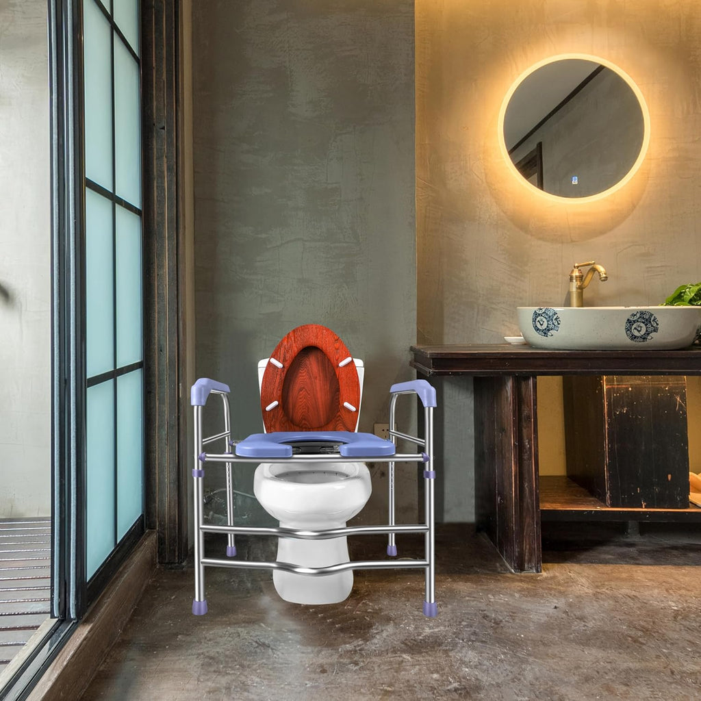 Raised Toilet Seat with Handles 400lbs, Adjustable Height A511362