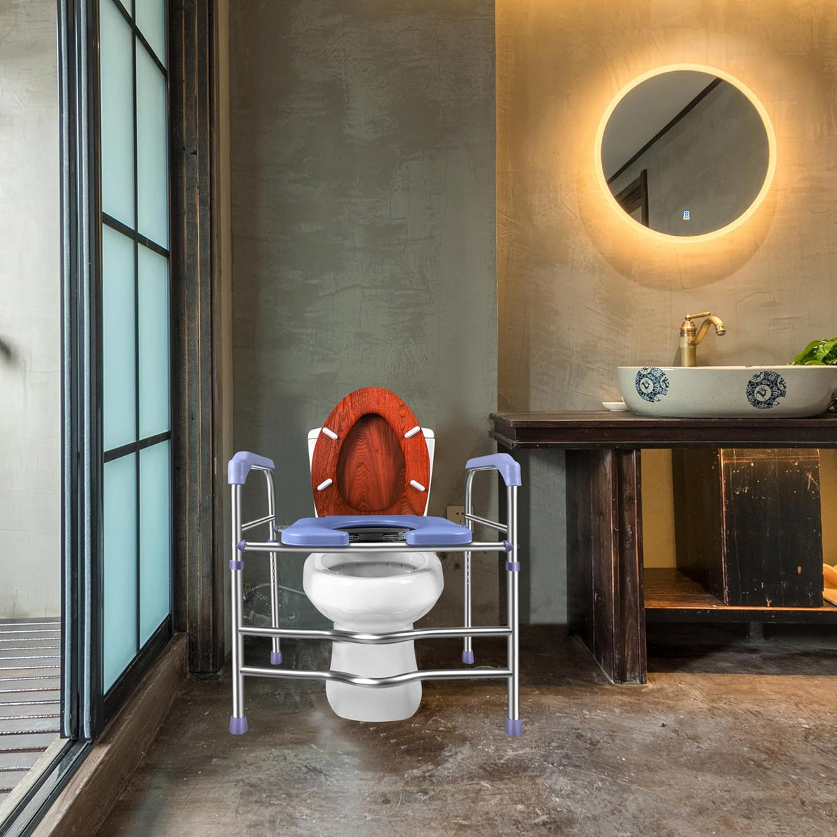 Raised Toilet Seat with Handles 400lbs, Adjustable Height A511362