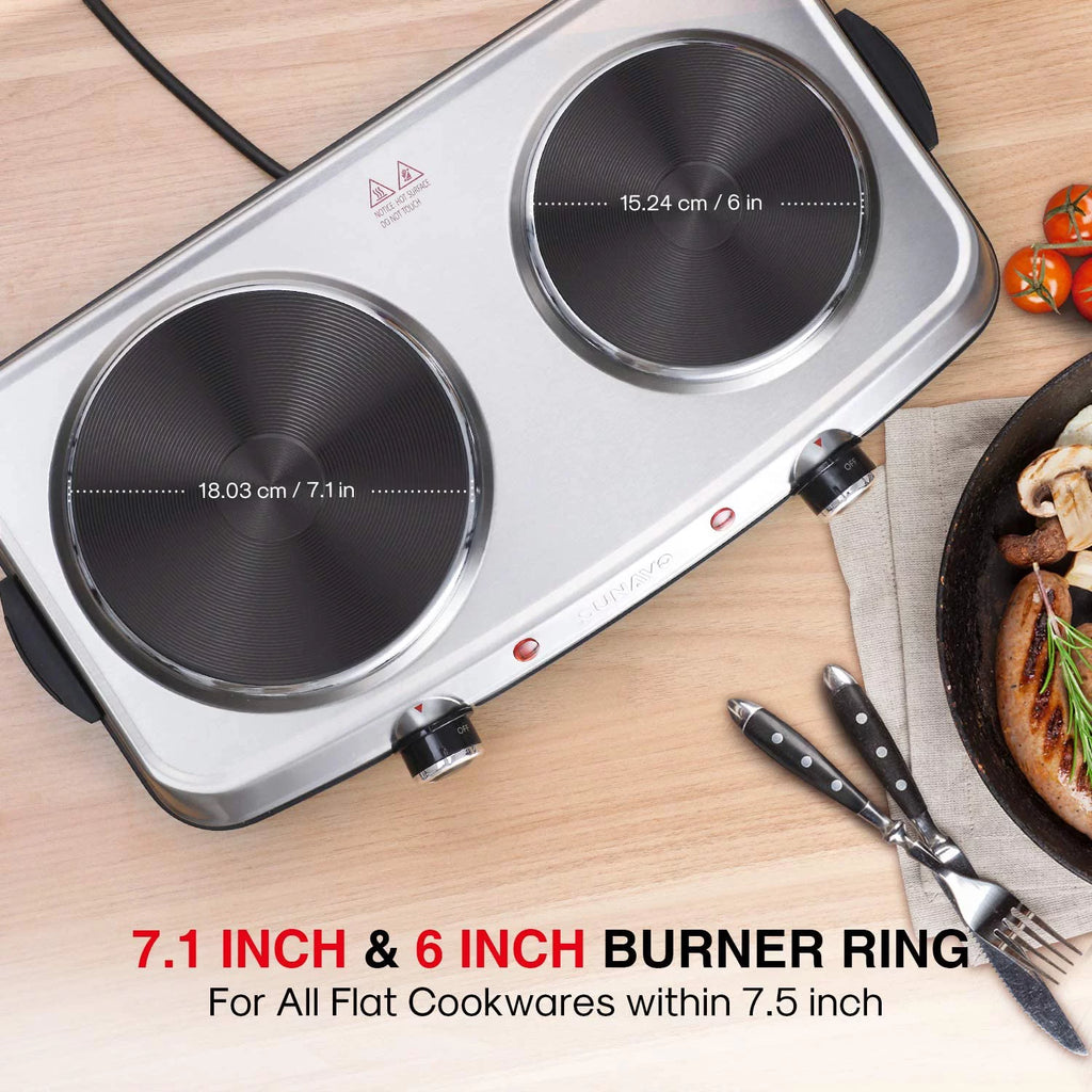 1800W Electric Double Burner Stainless Steel Hot Plate H719134
