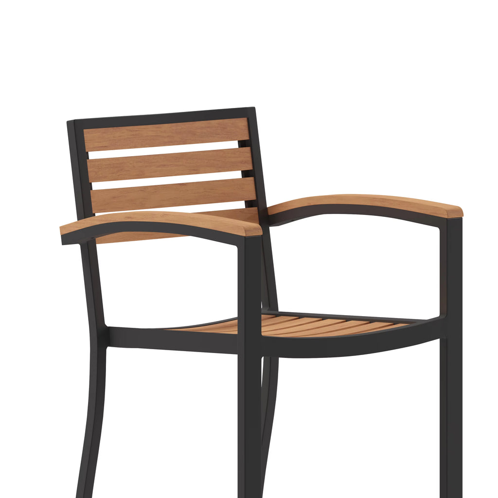 Teak Bar Height Stool with Arms S8684