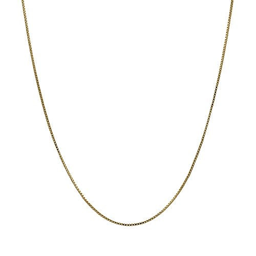 14K Solid Yellow Gold Box Chain Necklace, 16"-24" F389