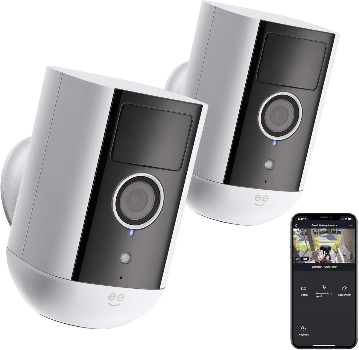 2 Pack 1080P Rechargeable Battery-Powered WiFi Security Camera L6489