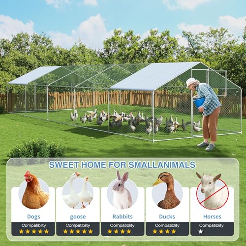 Metal Chicken Coop with Waterproof UV Protection Cover P1580