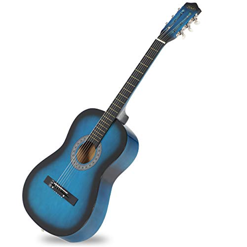 Natural Acoustic Guitar With Guitar Case, Strap, Tuner and Pick V8929