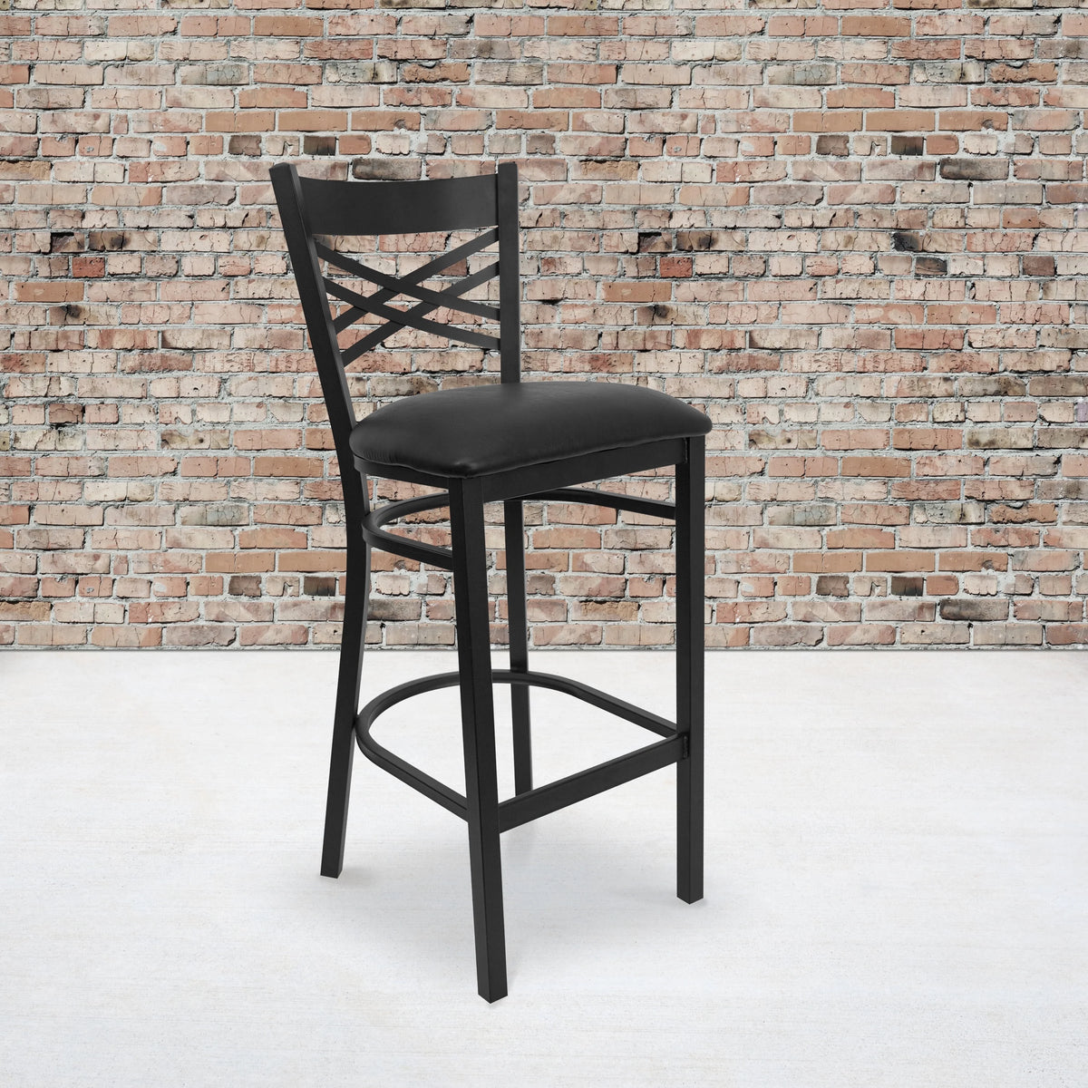Black X Back Metal Barstool V693