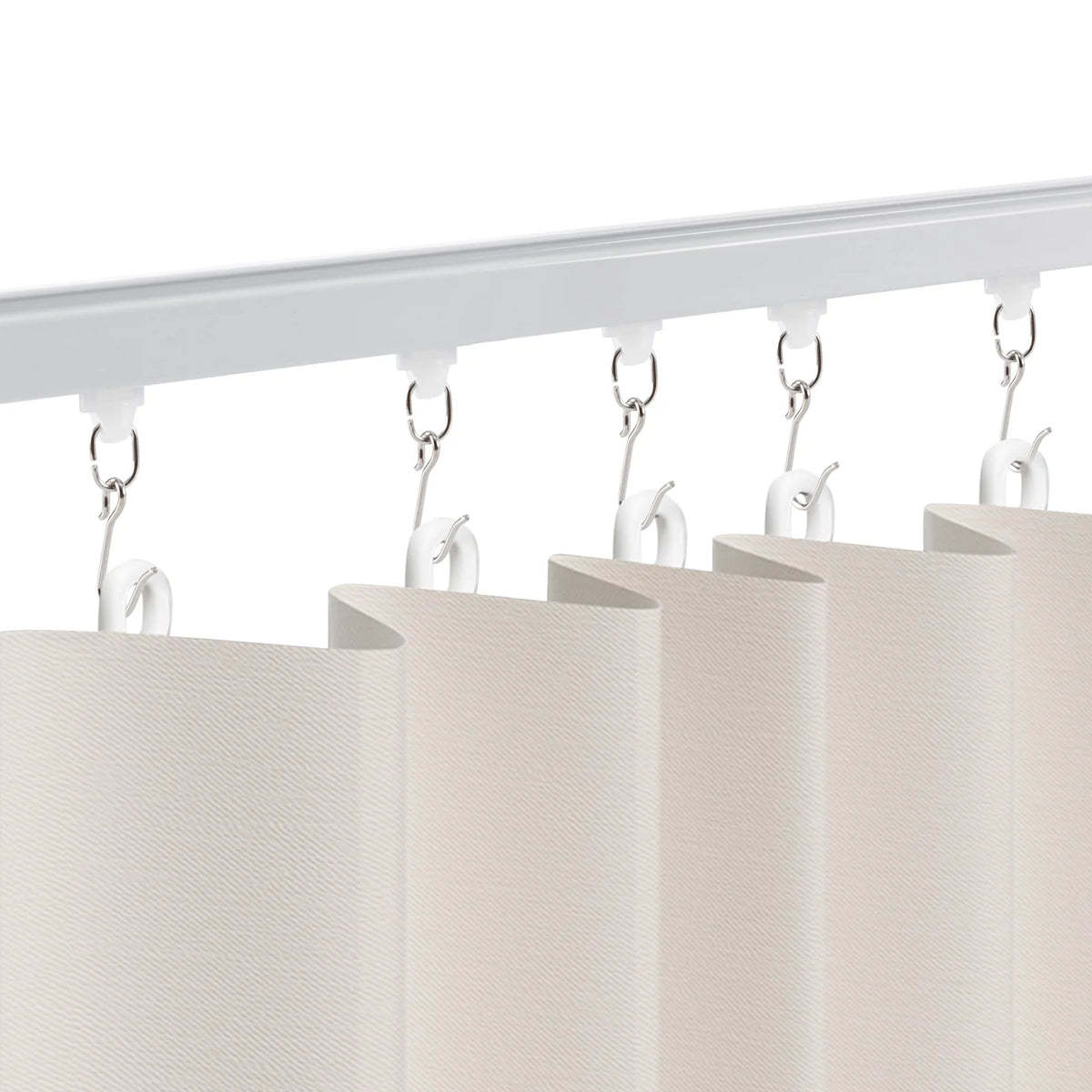 White Ceiling Mount Curtain Track Kit with Hooks R3132