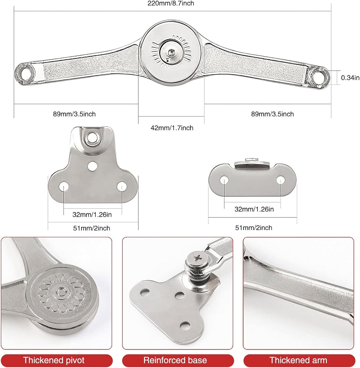 2 Pcs Soft Close Lid Support Hinges with Screwdriver N113131