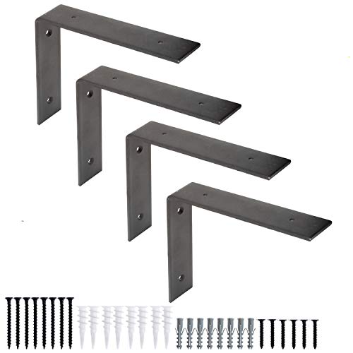 4 Pack Rustic Iron Black Metal Shelf Brackets Q3374