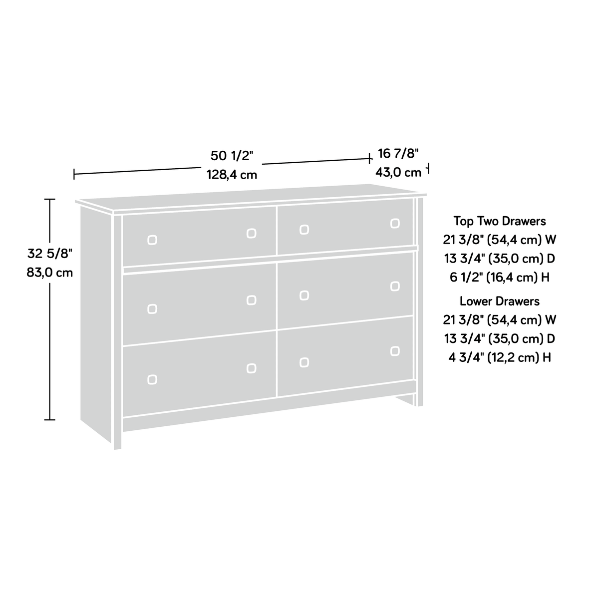 White 6-Drawer Dresser Y905
