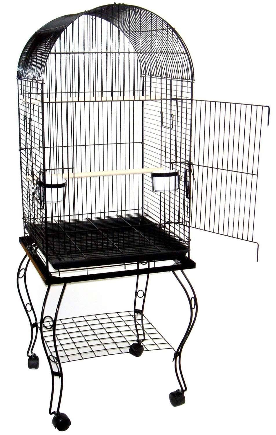 20-inch Dometop Parrot Cage with Stand, Black Y14790