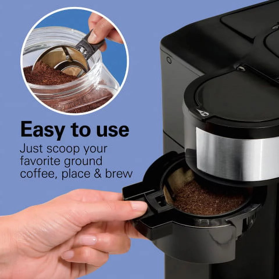 2-Way Coffee Maker, Single-Serve or 12 Cups, Glass Carafe, Black B807501