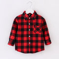 Boys Flannel Plaid Long Sleeve Button Down Coat Y306
