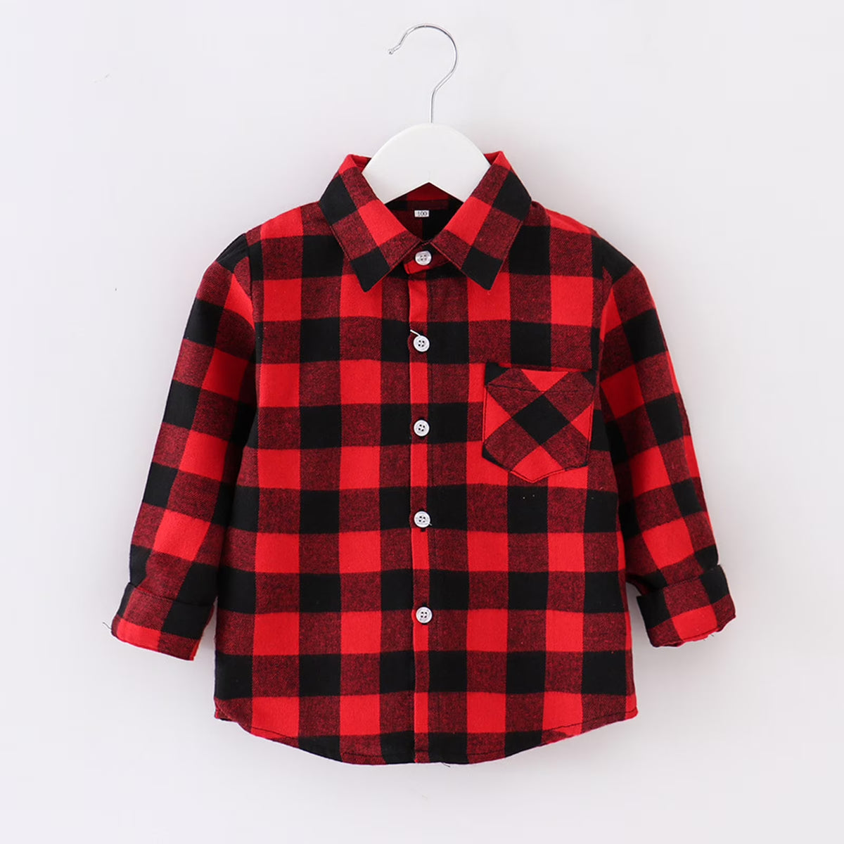 Boys Flannel Plaid Long Sleeve Button Down Coat Y306