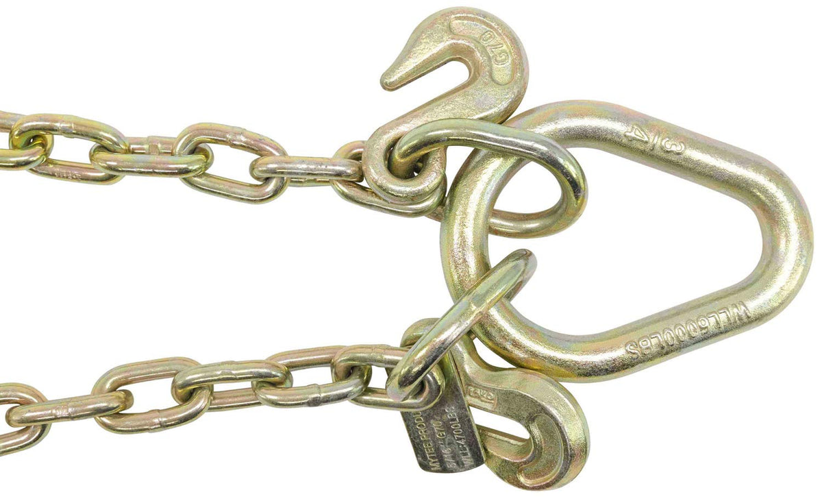 5/16" G70 V-Chain Bridle with 15" Large J Hooks, T-Hook & J-Hook with Grab Hooks 2' Legs Pack of 2 H275834