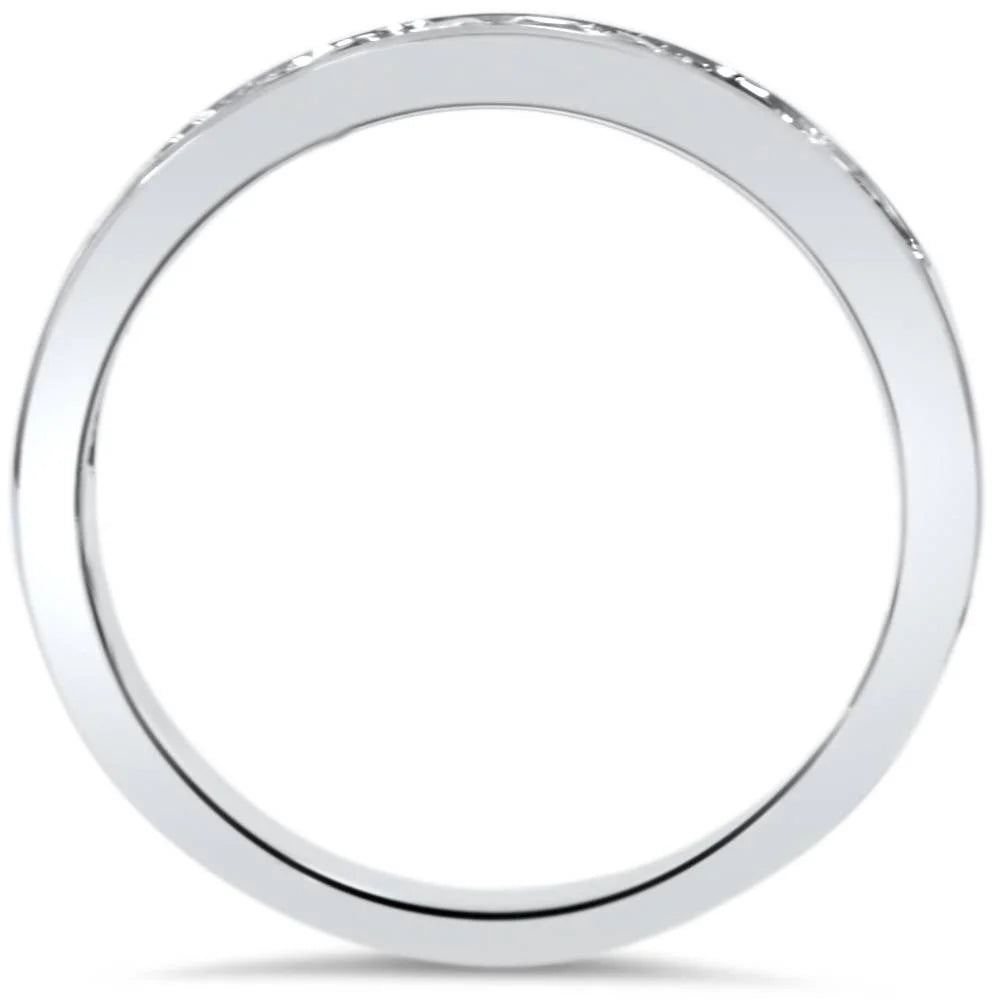 14K White Gold Sapphire Diamond Wedding Ring M9350