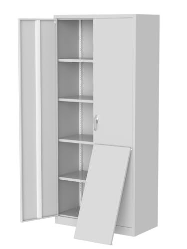 Tall Metal Storage Cabinet with Doors Shelves Lock B800