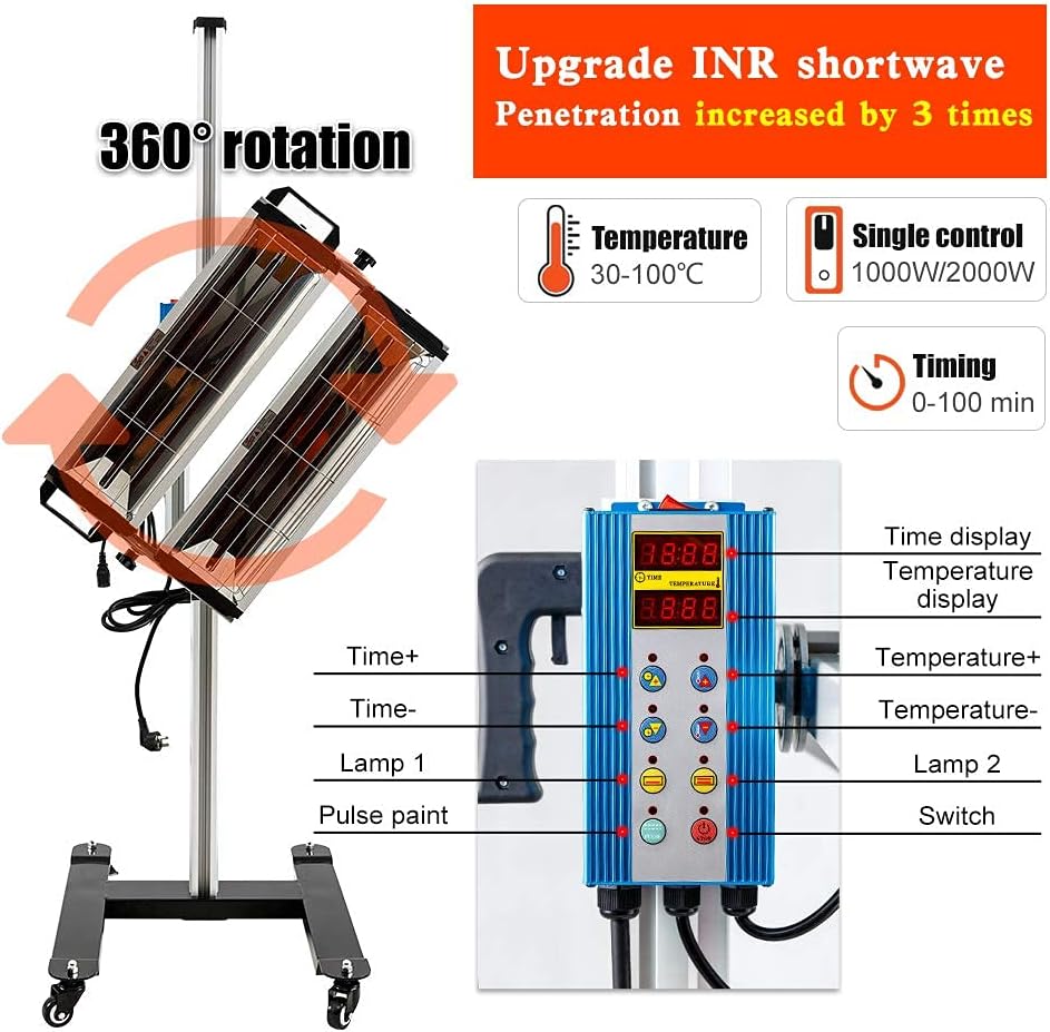 2000W Infrared Paint Curing Lamp with Stand H299
