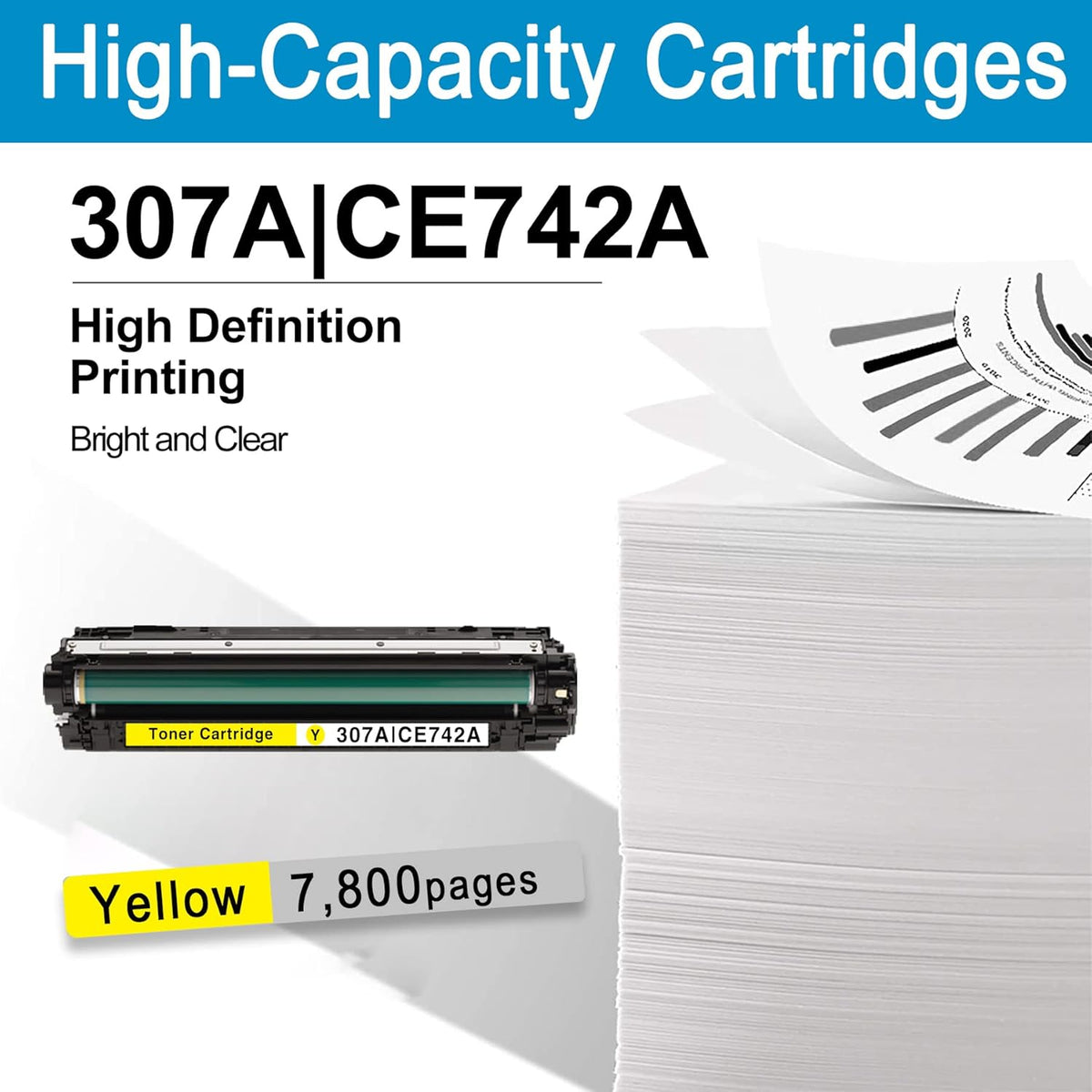 1 Pack Yellow Remanufactured Toner Cartridge for HP Color Professional CP5225 Printer P24079