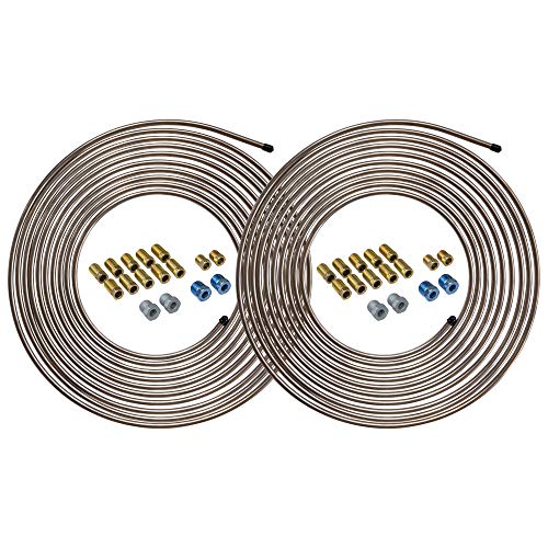 25 ft 1/4 Copper-Nickel Brake Line Tubing Coil and Fitting Kit T4595
