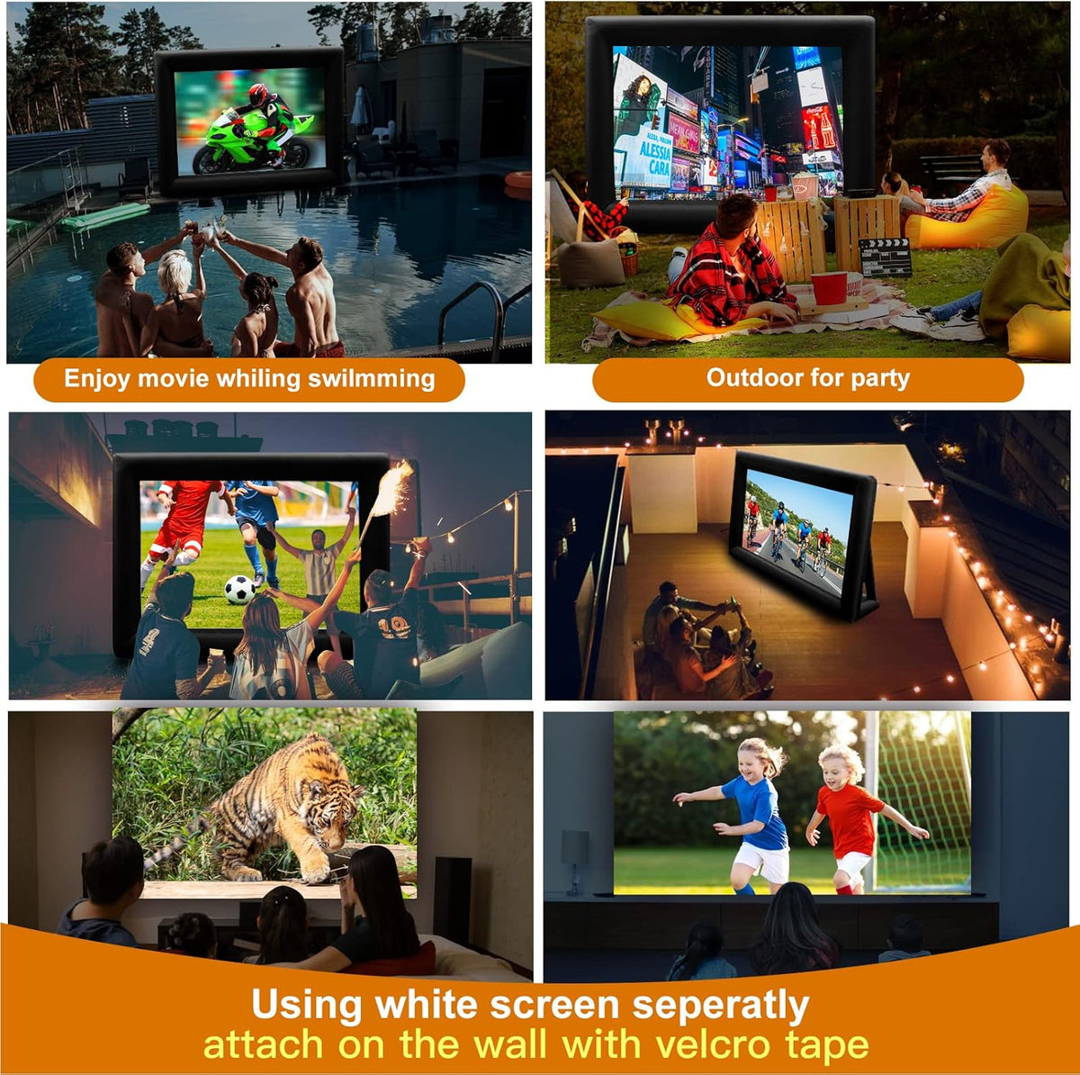 Inflatable Projector Screen with Air Blower and Carry Bag A640