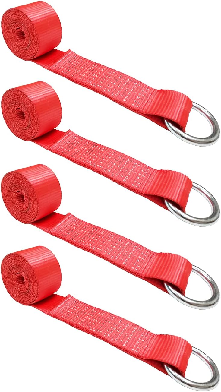 2 in x 10 ft Red O-Ring Trailer Tie Down Strap E364953