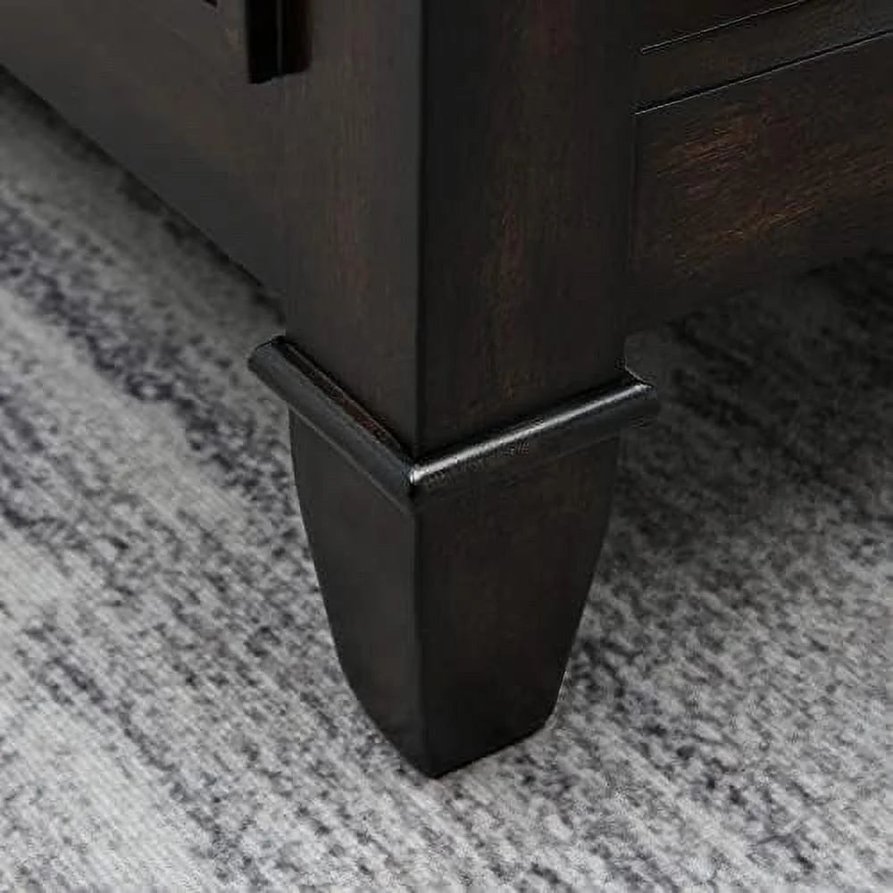 Solid Wood Coffee Table with Tempered Glass Top S67837