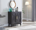 Small Cabinet with Wood Doors in Grey Wash V632564