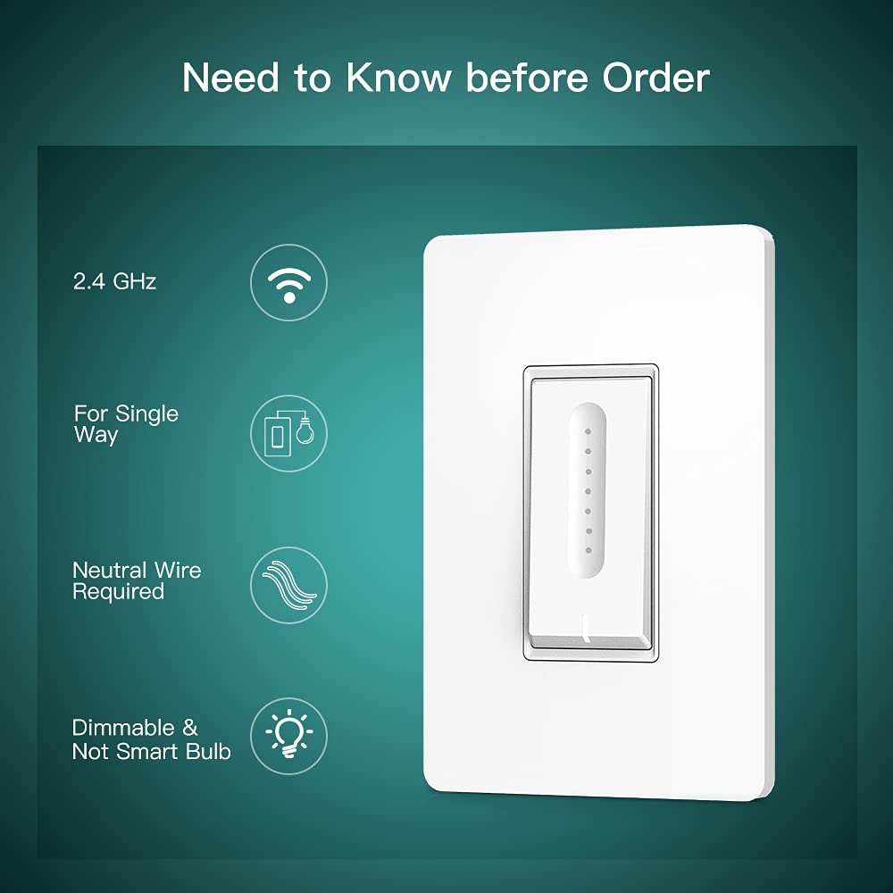 Smart Dimmer Switch 4 Pack, WiFi Light Switch, Single-Pole V41390