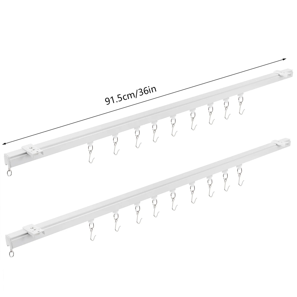 White Ceiling Mount Curtain Track Kit with Hooks R3132