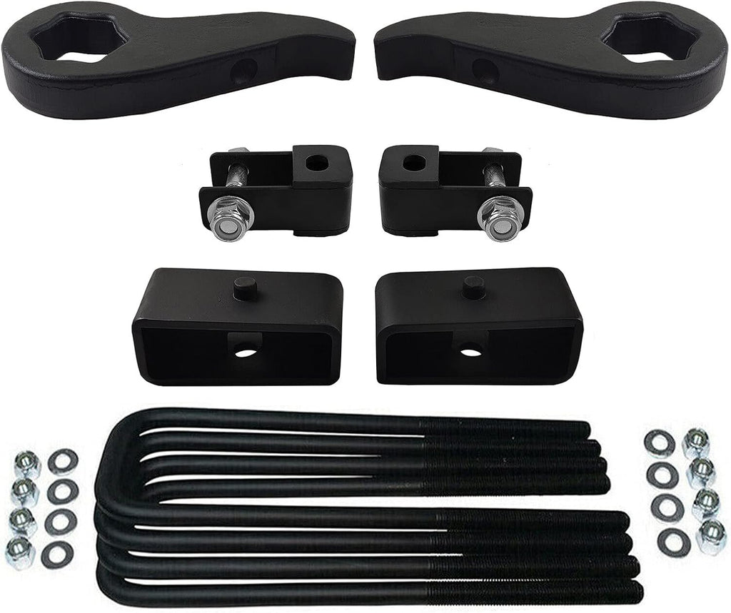 Adjustable 1 - 3 Front Lift Forged Steel Torsion Keys & 2 Rear Lift Kit + Shock Extenders 4WD 4x4 8-Lug E828654