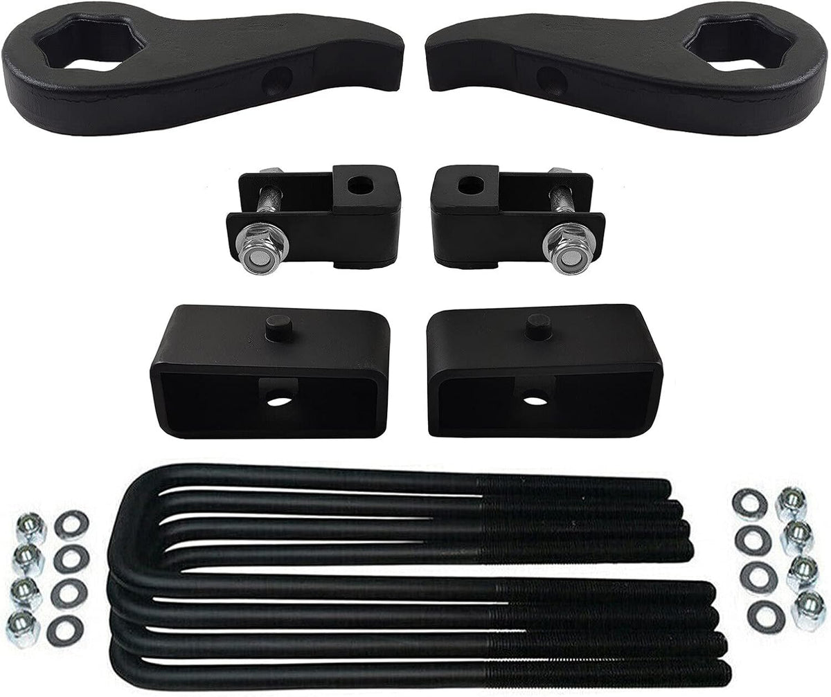 Adjustable 1 - 3 Front Lift Forged Steel Torsion Keys & 2 Rear Lift Kit + Shock Extenders 4WD 4x4 8-Lug E828654
