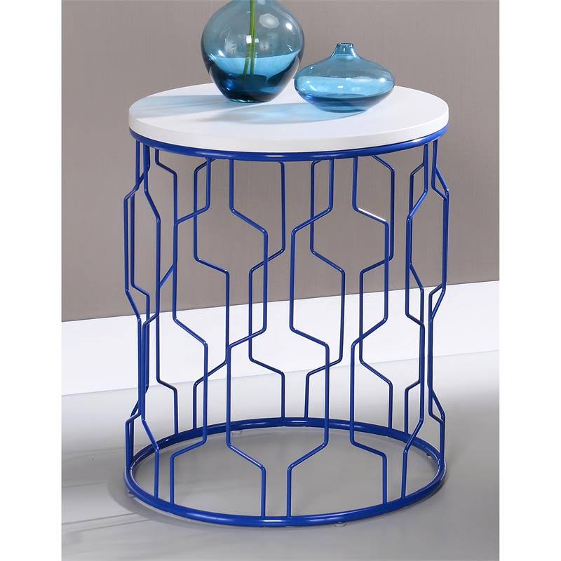 Blue and White 2-Piece Metal Nesting Table D2902