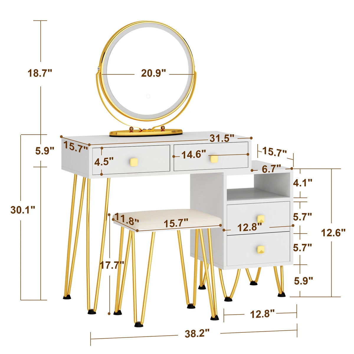 White Dressing Table with Mirror A911221