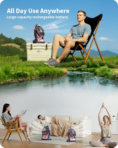 Portable Battery Operated Fan, 20000mAh Rechargeable Camping Fan with LED Lantern Q38883