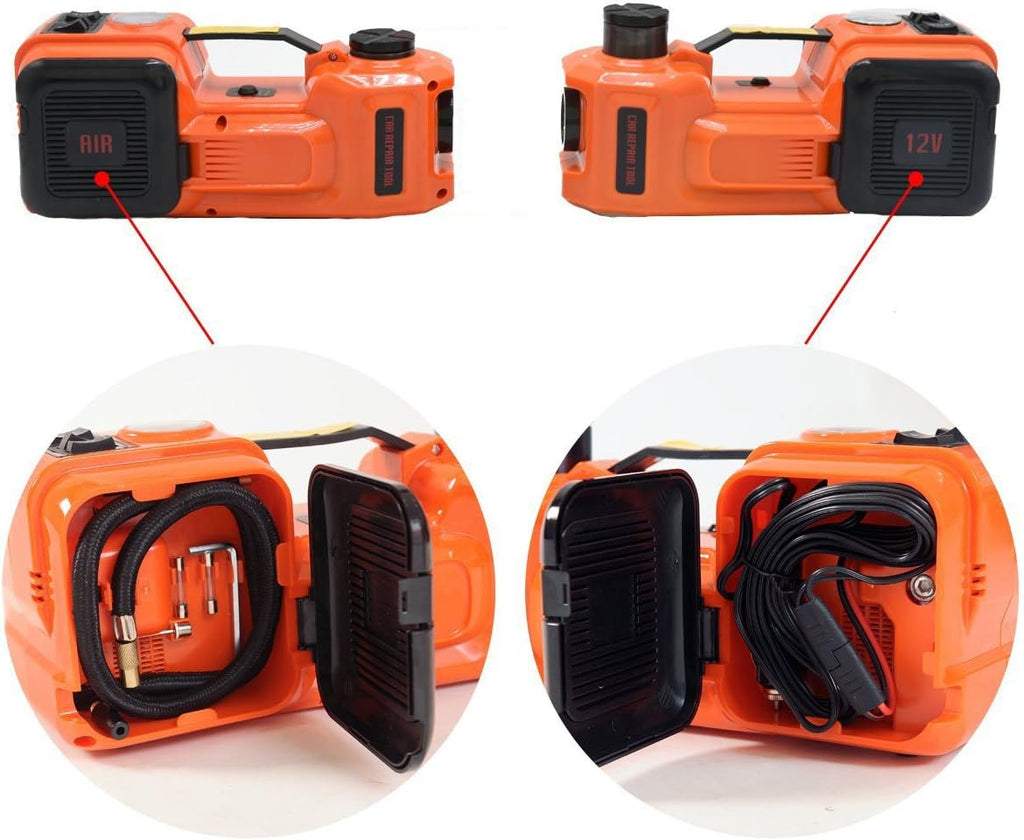 12V DC Electric Hydraulic Floor Jack 3 in 1 Set with Safe Hammer Car Repair Tool Kit Q838008