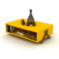 Walnut Yellow Rectangular Wooden Coffee Table with Shelving X977