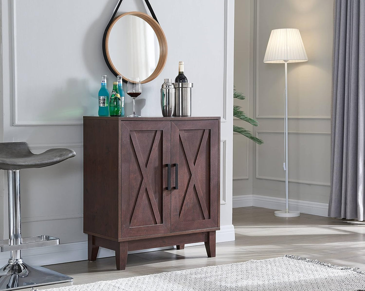 Small Cabinet with Wood Doors in Grey Wash V632564