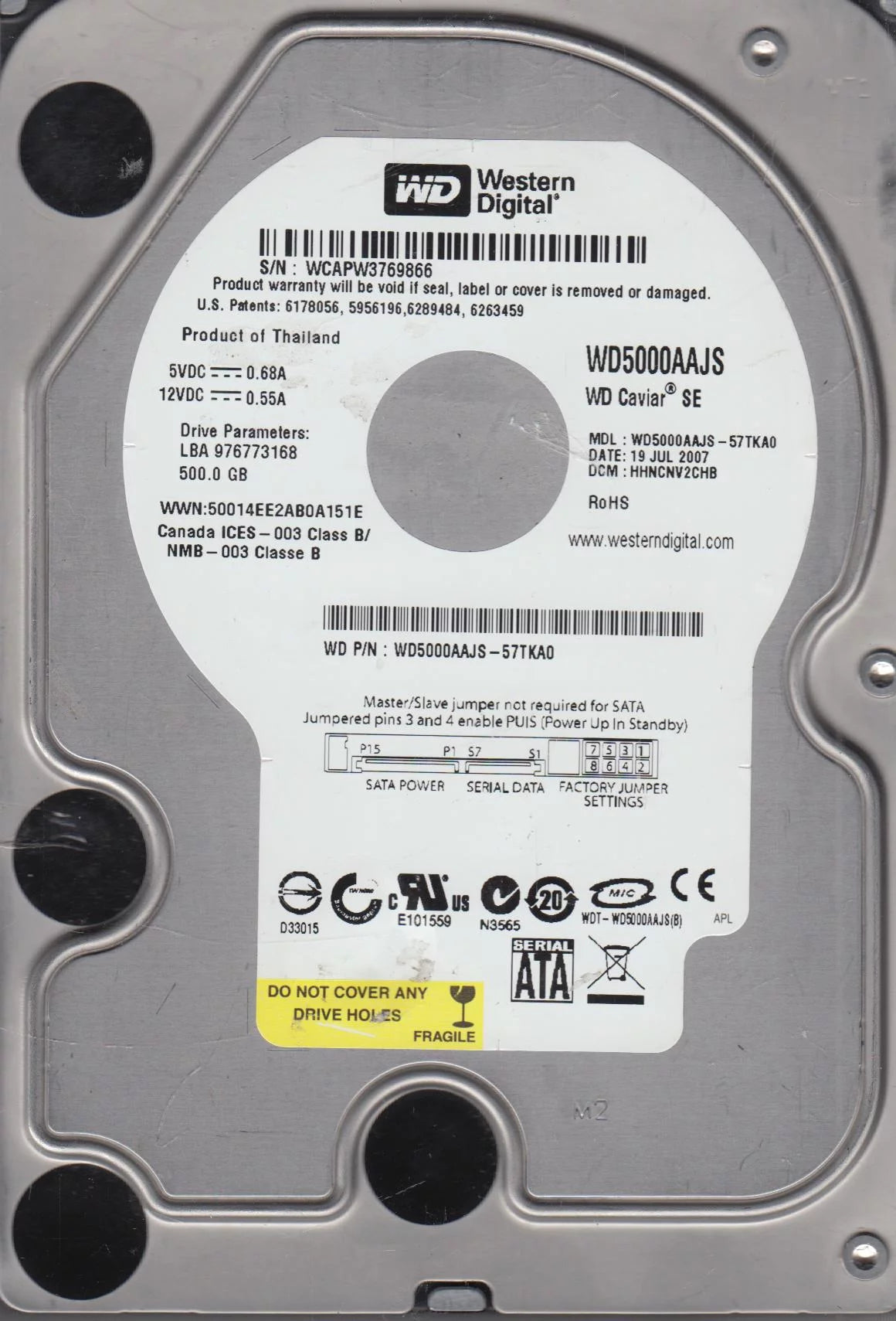 500GB SATA 3.5 Hard Drive M8021